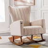 Peirce Solid Wood Rocking Chair in Beige Leatherette Colour