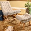 Paley Solid Wood Rocking Chair in Beige Leatherette Colour