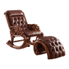 Eldred Solid Wood Rocking Chair in Brown Leathere Colour