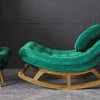 Randelle Solid Wood Rocking Chair in Green valvet Colour