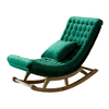Randelle Solid Wood Rocking Chair in Green valvet Colour