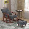 Alvar Solid Wood Rocking Chair in Grey Colour