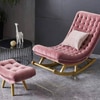 Jannina Solid Wood Rocking Chair in Pink valvet Colour