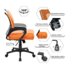 Task Net Swivel Study Chair in Orange Colour