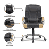 Chat Leatherette Swivel Study Chair in Black Colour