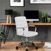 Wanetta Leatherette Swivel Study Chair in White Colour