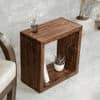 Teak Tint Wooden Box Side Table