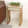 Valentino Frosted Glass Nesting Side Table in Dark Gold Finish