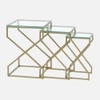 Melbourne Glass Nesting Side Table In Gold Finish