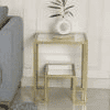 Bridgeview Glass Side Table In Gold Finish