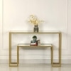 Bridgeview Glass Console Table In Gold Finish