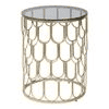 Belmont Black Glass Side Table In Gold Finish