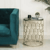 Belmont Black Glass Side Table In Gold Finish