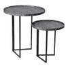 Transcendent Tinge Dark Blue Round Oblique Nesting Tables, Side Tables, Wooden Tables, Living Room Decor