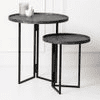 Transcendent Tinge Dark Blue Round Oblique Nesting Tables, Side Tables, Wooden Tables, Living Room Decor