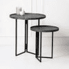 Transcendent Tinge Dark Blue Round Oblique Nesting Tables, Side Tables, Wooden Tables, Living Room Decor