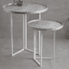 Transcendent Tinge Powder Blue Round Oblique Nesting Tables, Side Tables, Wooden Tables, Living Room Decor