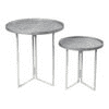 Transcendent Tinge Powder Blue Round Oblique Nesting Tables, Side Tables, Wooden Tables, Living Room Decor