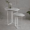 Transcendent Tinge Powder Blue Round Oblique Nesting Tables, Side Tables, Wooden Tables, Living Room Decor