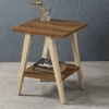 Teak Hues Trapezium Incline Table, Side Table, Wooden End Table, Living Room Decor