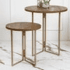 Teak Hues Round Oblique Nesting Tables, Side Tables, Wooden Tables, Living Room Decor