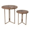 Teak Hues Round Oblique Nesting Tables, Side Tables, Wooden Tables, Living Room Decor