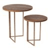 Teak Hues Round Oblique Nesting Tables, Side Tables, Wooden Tables, Living Room Decor