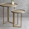 Transcendent Tinge Dark Gold Round Oblique Nesting Tables, Side Tables, Wooden Tables, Living Room Decor