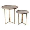 Transcendent Tinge Dark Gold Round Oblique Nesting Tables, Side Tables, Wooden Tables, Living Room Decor