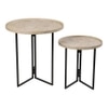 Transcendent Tinge Light Gold Round Oblique Nesting Tables, Side Tables, Wooden Tables, Living Room Decor