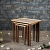 Linen Lines Solid Wood Nested End Table - Set of 3