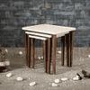 Herringbone Solid Wood Nested End Table in Paper Finish - Set of 3