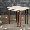 Herringbone Solid Wood Nested End Table in Paper Finish - Set of 2