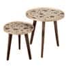 Floral Solid Wood Nested End Table in Paper Finish - Set of 2