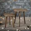 Syaahi Solid Wood Nested End Table in Paper Finish - Set of 2
