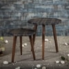 Tesseract Solid Wood Round Nested End Table in Paper Finish - Set of 2