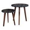 Tesseract Solid Wood Round Nested End Table in Paper Finish - Set of 2