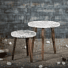 Bliss Solid Wood Round Nested End Table in Paper Finish - Set of 2