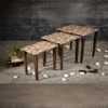Hexagon Patches Solid Wood Nested End Table in Laminate Finish - Set of 3