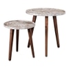 Palmbronze Solid Wood Round Nested End Table in Paper Finish - Set of 2
