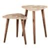 Allure Solid Wood Round Nested End Table in Paper Finish - Set of 2