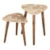 Allure Solid Wood Round Nested End Table in Paper Finish - Set of 2