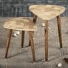 Allure Solid Wood Round Nested End Table in Paper Finish - Set of 2