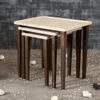 Chevron Solid Wood Nested End Table in Paper Finish - Set of 3