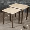 Chevron Solid Wood Rectangular Nested End Table in Paper Finish - Set of 2