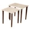Chevron Solid Wood Rectangular Nested End Table in Paper Finish - Set of 2