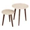 Chevron Solid Wood Round Nested End Table in Paper Finish - Set of 2