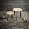Chevron Solid Wood Round Nested End Table in Paper Finish - Set of 2