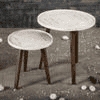 Kaarigari Solid Wood Nested End Table in Paper Finish - Set of 2