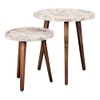 Heritage Solid Wood Round Nested End Table in Paper Finish - Set of 2